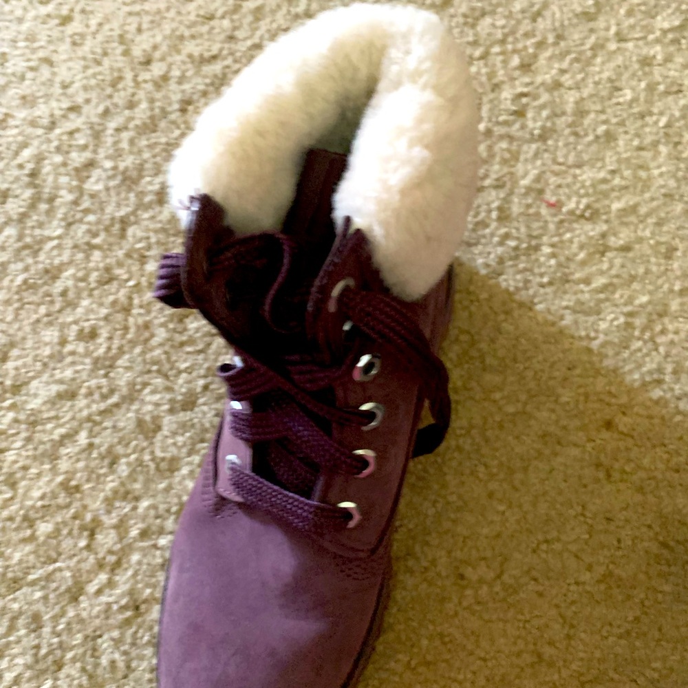 Timberland: Suede boots with fur.  Never worn!  Brand new.